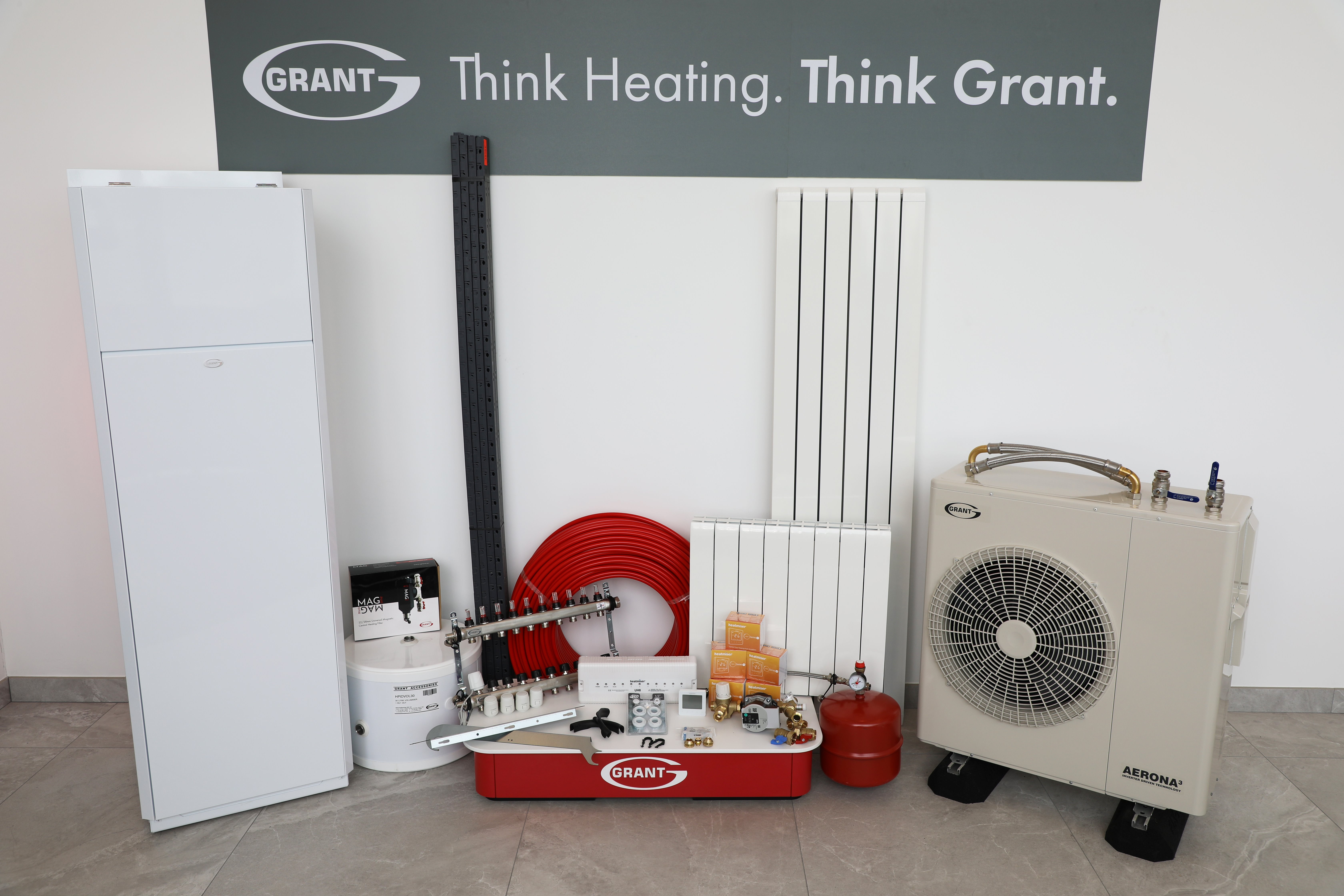 Package 2 Example – Heat pump, Cylinder, underfloor heating & aluminium radiator combination